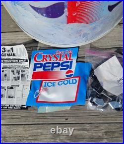 Vintage Crystal Pepsi Rolling Ice Chest Cooler Store Display Rare 1990's