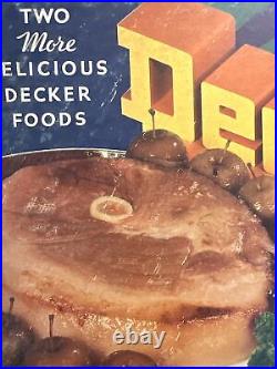 Vintage Decker's Iowana Ham And Bacon Sign NRA Rare Antique Store Display Sign