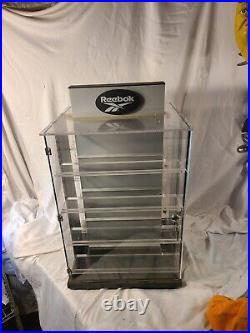 Vintage Double-Sided REEBOK COUNTERTOP SWIVEL DISPLAY CASE (RARE) with keys