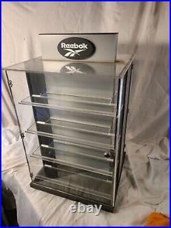 Vintage Double-Sided REEBOK COUNTERTOP SWIVEL DISPLAY CASE (RARE) with keys