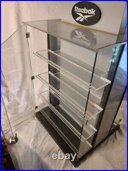 Vintage Double-Sided REEBOK COUNTERTOP SWIVEL DISPLAY CASE (RARE) with keys