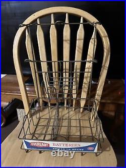 Vintage Eveready Batteries Power To Spare Store Display Metal Rack 12x19 RARE