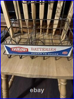 Vintage Eveready Batteries Power To Spare Store Display Metal Rack 12x19 RARE