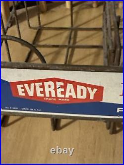 Vintage Eveready Batteries Power To Spare Store Display Metal Rack 12x19 RARE