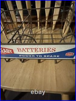 Vintage Eveready Batteries Power To Spare Store Display Metal Rack 12x19 RARE