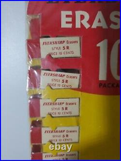 Vintage Eversharp Erasers New Old Stock Store Display 5.5 X 13 RARE