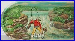 Vintage Fishing Fly Fisherman in River Waterfall Store Display Rare Vacuform