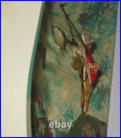 Vintage Fishing Fly Fisherman in River Waterfall Store Display Rare Vacuform