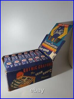 Vintage Gothic Hexagon Crayons 12 Boxes Full Store Display NEW RARE