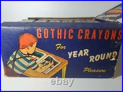 Vintage Gothic Hexagon Crayons 12 Boxes Full Store Display NEW RARE