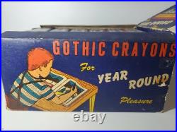 Vintage Gothic Hexagon Crayons 12 Boxes Full Store Display NEW RARE