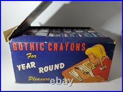 Vintage Gothic Hexagon Crayons 12 Boxes Full Store Display NEW RARE