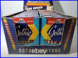 Vintage Gothic Hexagon Crayons 12 Boxes Full Store Display NEW RARE