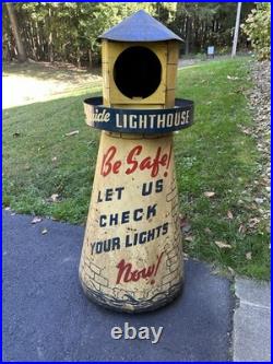Vintage Guide Lighthouse Headlight Metal Store Display Cabinet On Wheels RARE