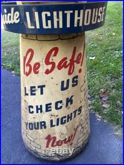 Vintage Guide Lighthouse Headlight Metal Store Display Cabinet On Wheels RARE