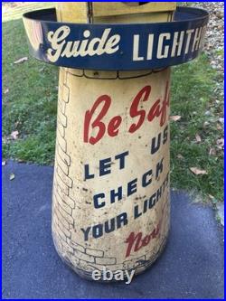 Vintage Guide Lighthouse Headlight Metal Store Display Cabinet On Wheels RARE