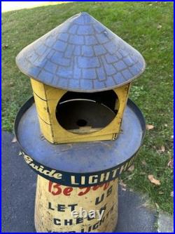 Vintage Guide Lighthouse Headlight Metal Store Display Cabinet On Wheels RARE
