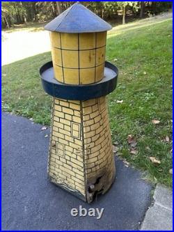 Vintage Guide Lighthouse Headlight Metal Store Display Cabinet On Wheels RARE