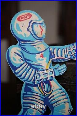 Vintage Kraft Astronaut Space Store Display Sign Spaceman Cardboard 1960's RARE