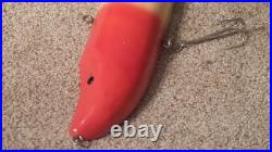 Vintage Large Heddon Store Advertising Display Fishing Lure with Real Hooks RARE