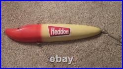 Vintage Large Heddon Store Advertising Display Fishing Lure with Real Hooks RARE