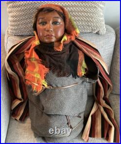 Vintage Mexican Girl Store DisplayRareCountertop MannequinFolk Art Bust