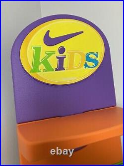 Vintage NIKE Shoe Display Kids Sneakers Sign Check Swoosh Multicolor 90s RARE
