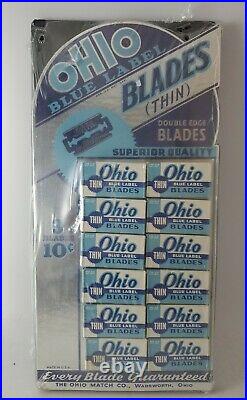 Vintage Ohio Blue Label Double edge razor blades Store Display 12 BOXES RARE