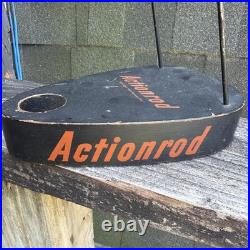 Vintage Orchard Industries Action Rod Fishing Pole Store Display Wood Wire RARE