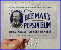 Vintage Original Beeman's Pepsin Gum Digestion Store Display Sign RARE
