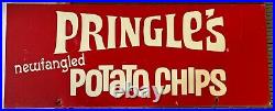 Vintage PRINGLES Potatoe Chips Metal Sign / Store Display RARE 30 X 12