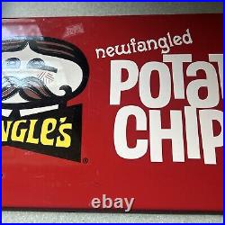 Vintage PRINGLES Potatoe Chips Metal Sign / Store Display RARE Double Sided