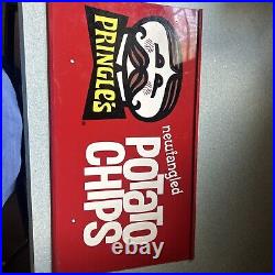 Vintage PRINGLES Potatoe Chips Metal Sign / Store Display RARE Double Sided