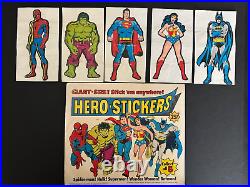 Vintage RARE Hero-Stickers Complete Set of 5 with Store Display card Vending B