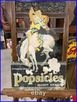 Vintage RARE RARE Popsicle Stand-Up Store Display Sign SODA COLA Country Store