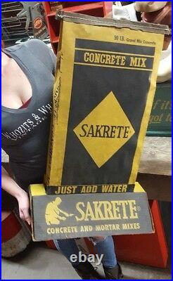 Vintage RARE Sakrete Concrete Bag Store Display Advertising Sign Original