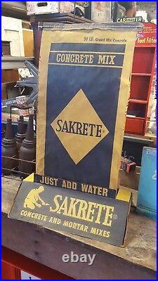 Vintage RARE Sakrete Concrete Bag Store Display Advertising Sign Original