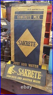 Vintage RARE Sakrete Concrete Bag Store Display Advertising Sign Original