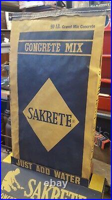 Vintage RARE Sakrete Concrete Bag Store Display Advertising Sign Original