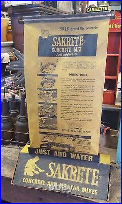 Vintage RARE Sakrete Concrete Bag Store Display Advertising Sign Original