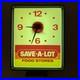 Vintage RARE Save-A-Lot Food Stores Store Display Lighted Clock Sign 17x14