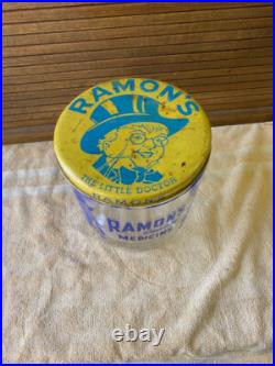 Vintage Ramon's Little Doctor Pills Counter Store Display Jar WithTin Lid RARE