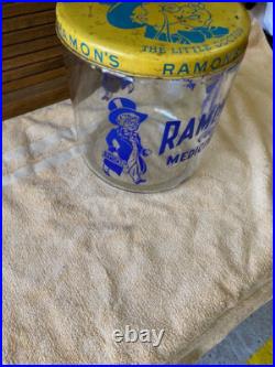 Vintage Ramon's Little Doctor Pills Counter Store Display Jar WithTin Lid RARE