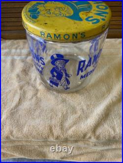 Vintage Ramon's Little Doctor Pills Counter Store Display Jar WithTin Lid RARE