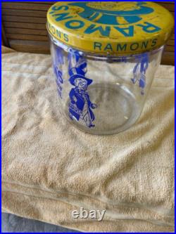 Vintage Ramon's Little Doctor Pills Counter Store Display Jar WithTin Lid RARE