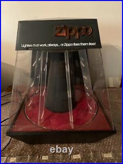 Vintage Rare 18 Zippo Lighter Lighted Rotating Counter Store Display Case-key
