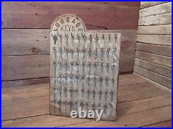 Vintage Rare 1951 Wood Luggage Key Display Sign Hardware Store Uncut Keys