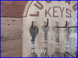 Vintage Rare 1951 Wood Luggage Key Display Sign Hardware Store Uncut Keys