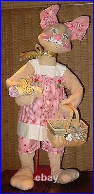 Vintage Rare! 1981 Huge Store Display 4' 3 Tall Annalee Mrs Easter Bunny Doll