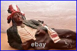 Vintage Rare Cigar Store 25 Indian Chief Chalkware Display Statue Vintage